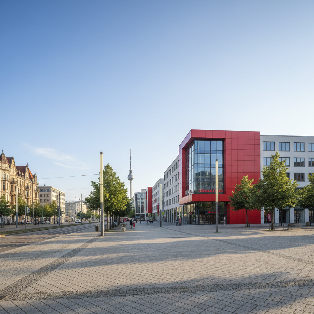 KI-generiertes Bild zum Thema Das Alexa Shopping Center in der Nähe des Alexanderplatz