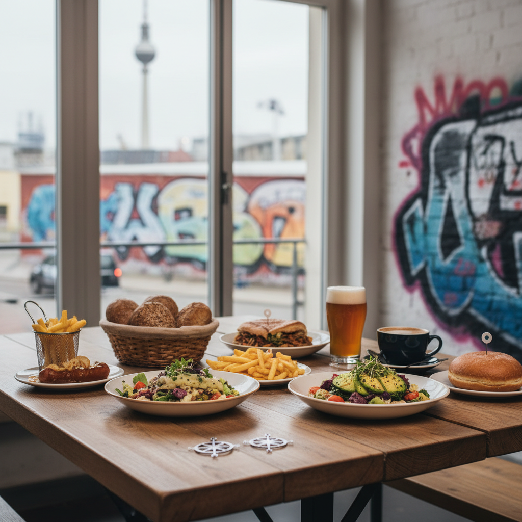 KI-generiertes Bild zum Thema Essen und Trinken in Berlin. Die Hotspots!