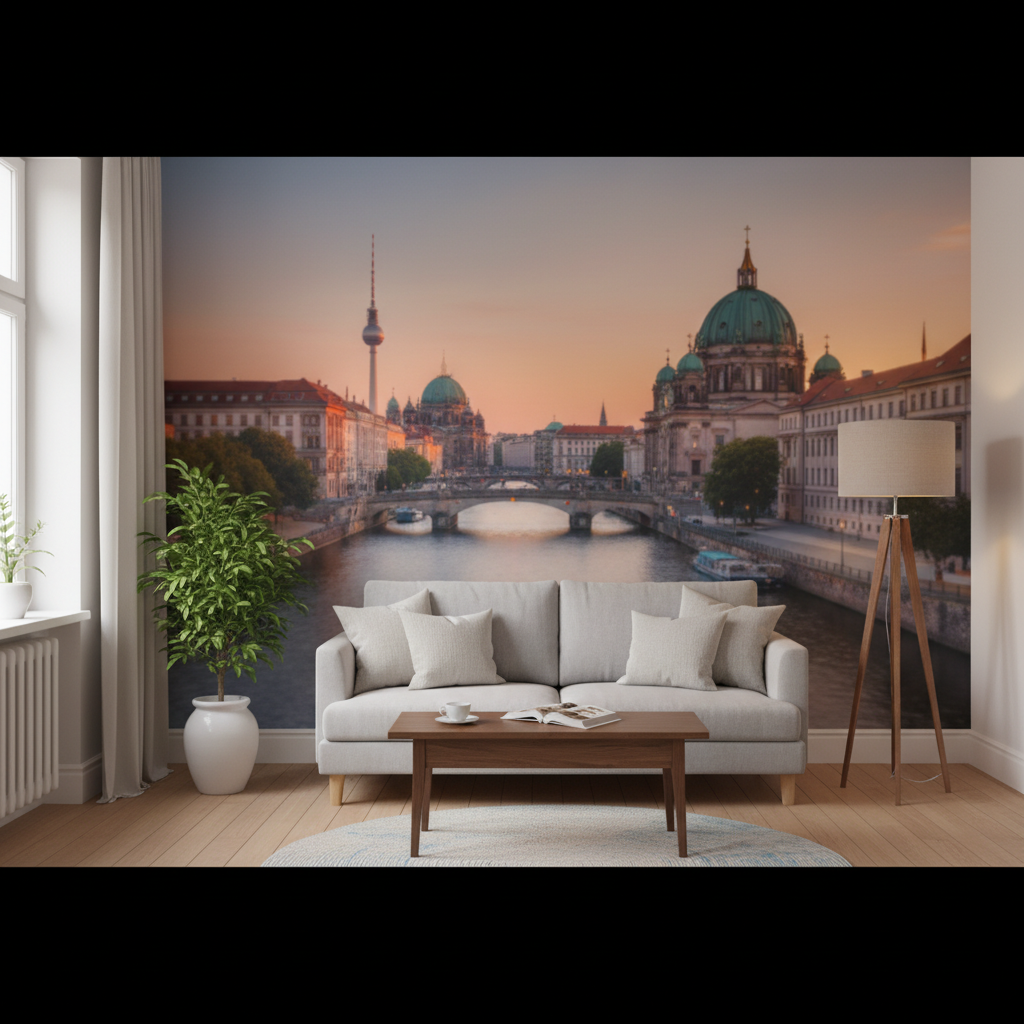 KI-generiertes Bild zum Thema Fototapete für kleine Räume – Berlin zu Hause