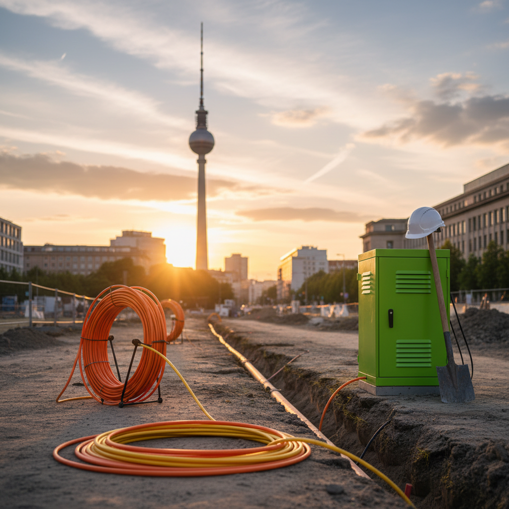 KI-generiertes Bild zum Thema Glasfaserausbau in Deutschland und Berlin