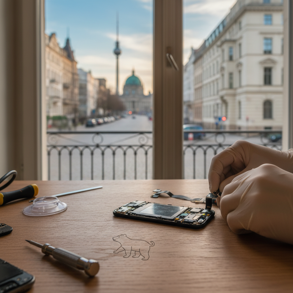 KI-generiertes Bild zum Thema Eine Handy Reparatur in Berlin: Wann rentiert sich der Gang zum Experten